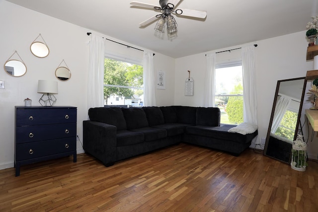 600 Center Dr, Tecumseh, MI 49286 - living area with wood-type flooring and ceiling fan