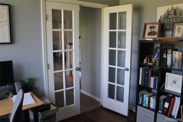 300 Crestway Ct, Saline, MI 48176 - office area with french doors and wood finished floors