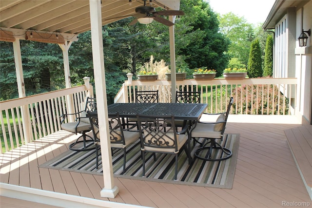 300 Crestway Ct, Saline, MI 48176 - wooden deck with outdoor dining space and a ceiling fan
