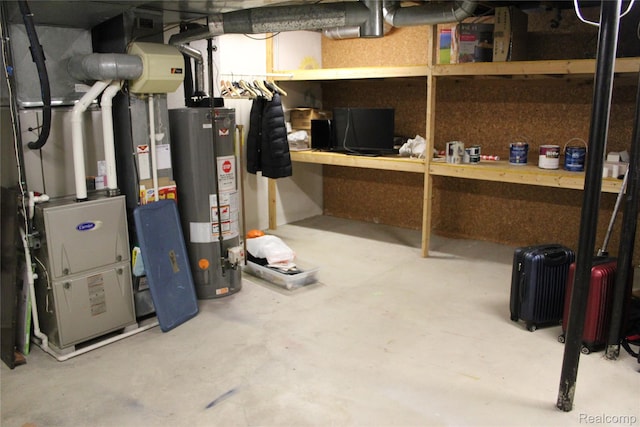 300 Crestway Ct, Saline, MI 48176 - unfinished basement featuring water heater and heating unit