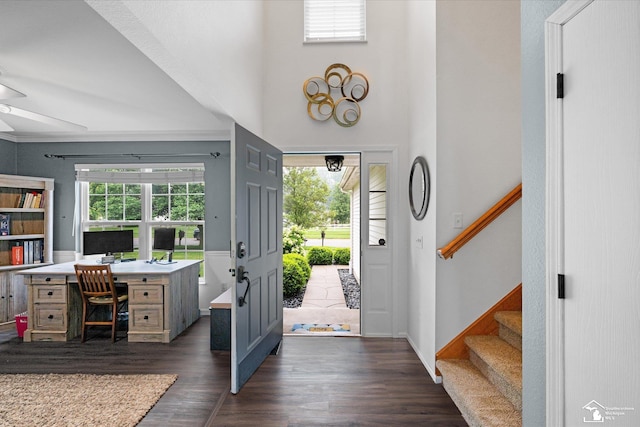 773 Hunting Creek Rd, Temperance, MI 48182 - foyer with plenty of natural light, dark wood-style flooring, and stairway