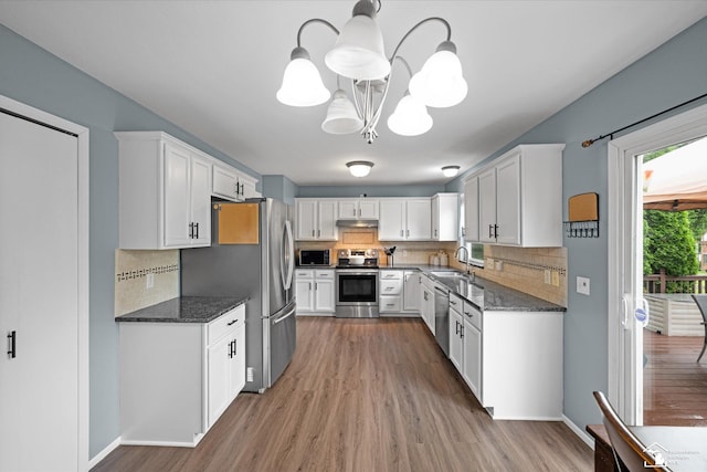 773 Hunting Creek Rd, Temperance, MI 48182 - kitchen with stainless steel appliances, a sink, white cabinetry, and light wood-style flooring
