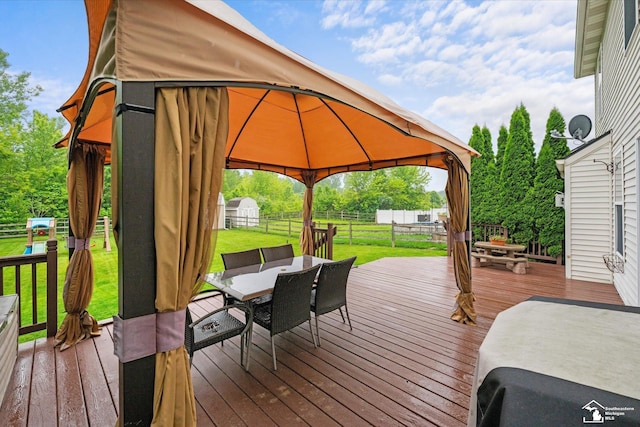 773 Hunting Creek Rd, Temperance, MI 48182 - wooden deck with a gazebo and outdoor dining area