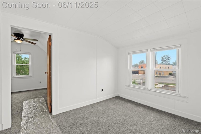 4469 5th St, Ecorse, MI 48229 - empty room with lofted ceiling, carpet flooring, baseboards, and a ceiling fan