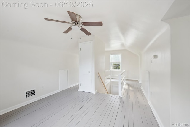 19628 Elkhart St, Harper Woods, MI 48225 - additional living space with vaulted ceiling, wood-type flooring, and ceiling fan