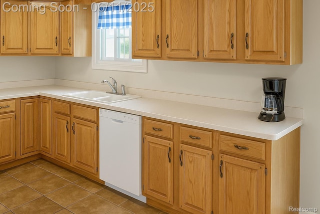 3161 Eastgate St, Burton, MI 48519 - kitchen featuring dishwasher, a sink, tile patterned flooring, and light countertops