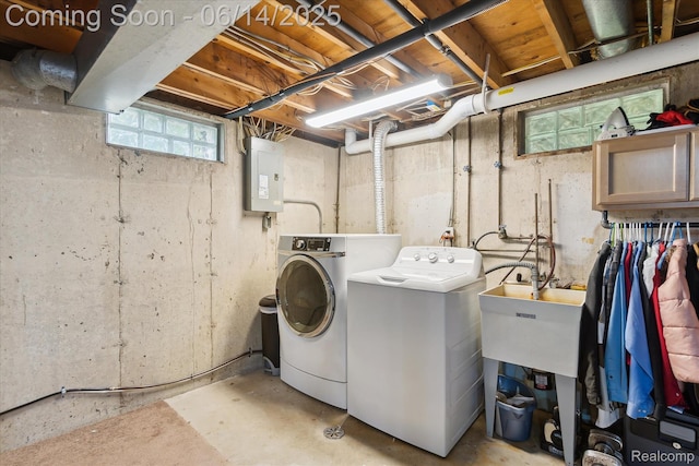 2844 Rose Center Rd, Highland, MI 48356 - washroom with electric panel and washing machine and clothes dryer