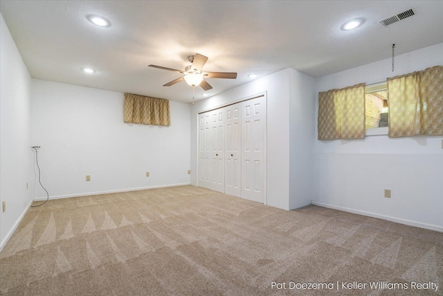 376 Stauffer Dr, Hastings, MI 49058 - unfurnished bedroom with carpet flooring, recessed lighting, baseboards, and ceiling fan