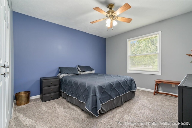 376 Stauffer Dr, Hastings, MI 49058 - bedroom with carpet, baseboards, and a ceiling fan