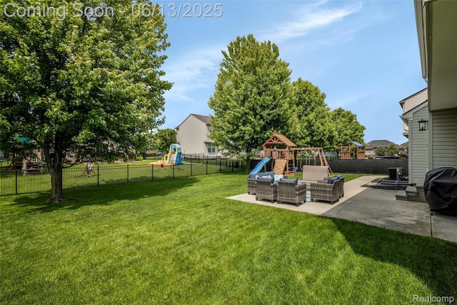 18885 English Ivy Dr, Macomb, MI 48042 - view of yard with a playground, a patio, and an outdoor hangout area