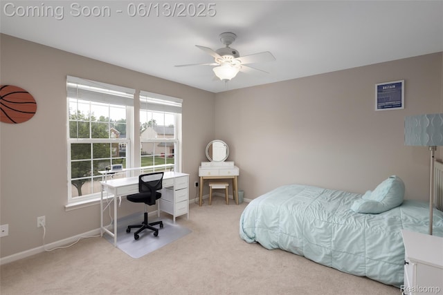 18885 English Ivy Dr, Macomb, MI 48042 - bedroom featuring carpet flooring, a desk, baseboards, and ceiling fan