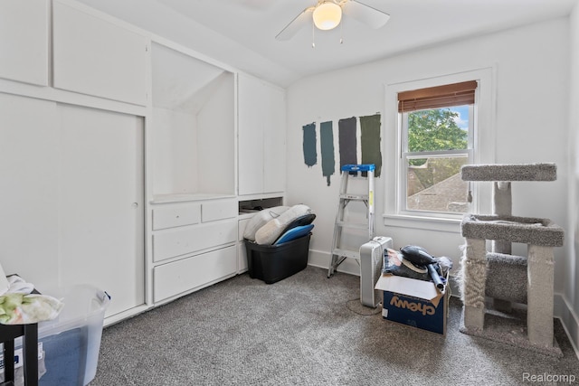 819 N Ball St, Owosso, MI 48867 - carpeted bedroom featuring ceiling fan