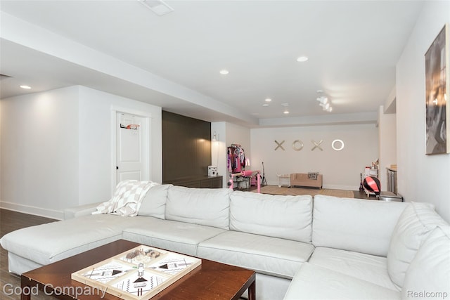 1017 N Maple Ave, Royal Oak, MI 48067 - living room with recessed lighting, baseboards, and wood finished floors