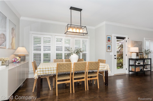 1017 N Maple Ave, Royal Oak, MI 48067 - dining room with ornamental molding, a chandelier, and dark wood-type flooring