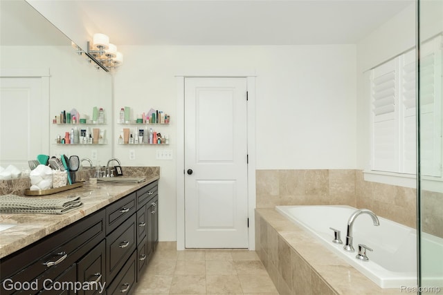 1017 N Maple Ave, Royal Oak, MI 48067 - full bath featuring double vanity, a garden tub, and tile patterned floors