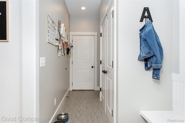 1017 N Maple Ave, Royal Oak, MI 48067 - hallway with recessed lighting, light wood-type flooring, and baseboards