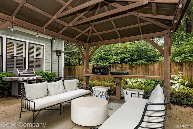 1017 N Maple Ave, Royal Oak, MI 48067 - view of patio with an outdoor living space, a gazebo, and grilling area
