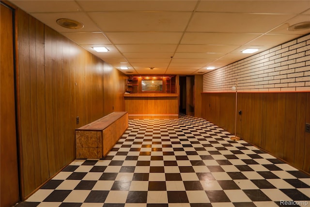 3581 Stolzenfeld Ave, Warren, MI 48091 - finished below grade area with wooden walls, tile patterned floors, and a drop ceiling