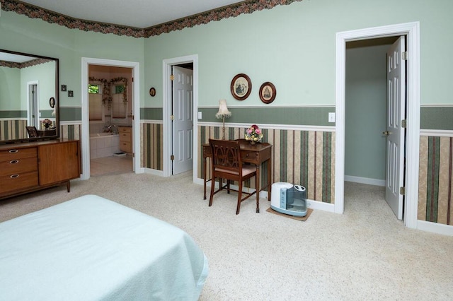 1480 Nelson Rd, Saint Joseph, MI 49085 - bedroom featuring a wainscoted wall, carpet, and ensuite bathroom