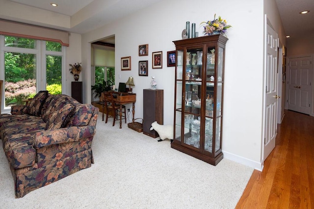 1480 Nelson Rd, Saint Joseph, MI 49085 - living room with recessed lighting, wood finished floors, an office area, and baseboards