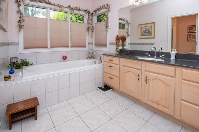 1480 Nelson Rd, Saint Joseph, MI 49085 - full bathroom with vanity, a garden tub, and tile patterned flooring