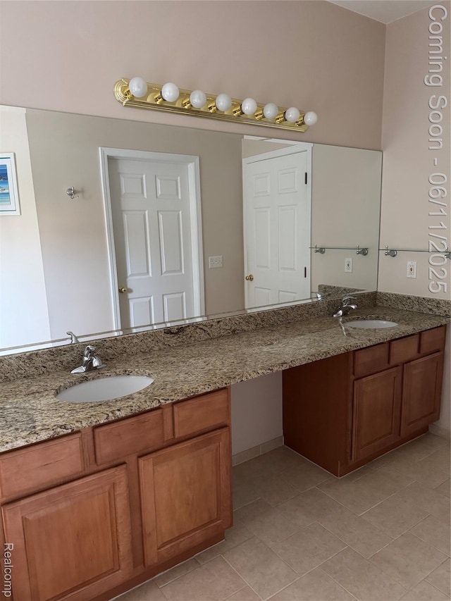 34444 Fargo St, Livonia, MI 48152 - bathroom with tile patterned floors and double vanity