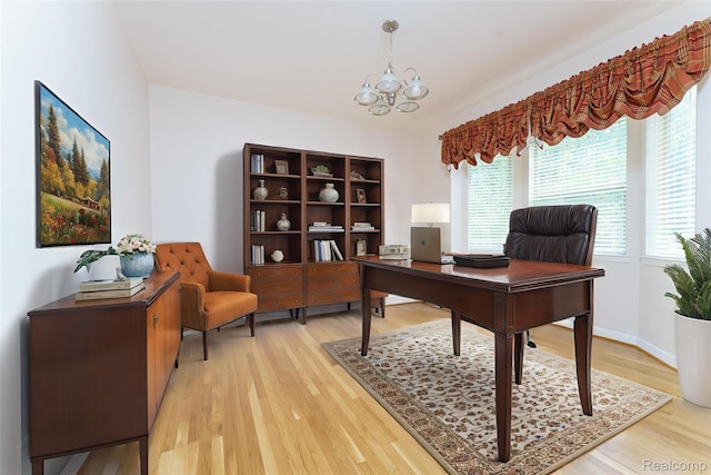 34444 Fargo St, Livonia, MI 48152 - office area with light wood finished floors and a chandelier