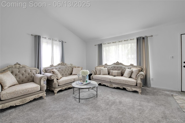 24113 Karen Ave, Warren, MI 48091 - carpeted living area featuring lofted ceiling and plenty of natural light