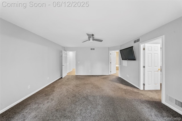 8487 Sherwood Dr, Grosse Ile, MI 48138 - empty room with a ceiling fan, carpet, and baseboards