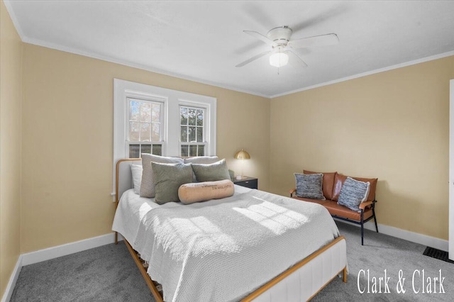 1714 Kalamazoo Ave SE, Grand Rapids, MI 49507 - bedroom with light colored carpet, baseboards, crown molding, and ceiling fan