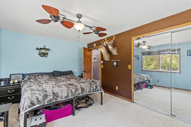 5886 13 Mile Rd, Remus, MI 49340 - bedroom featuring carpet floors, baseboards, and ceiling fan