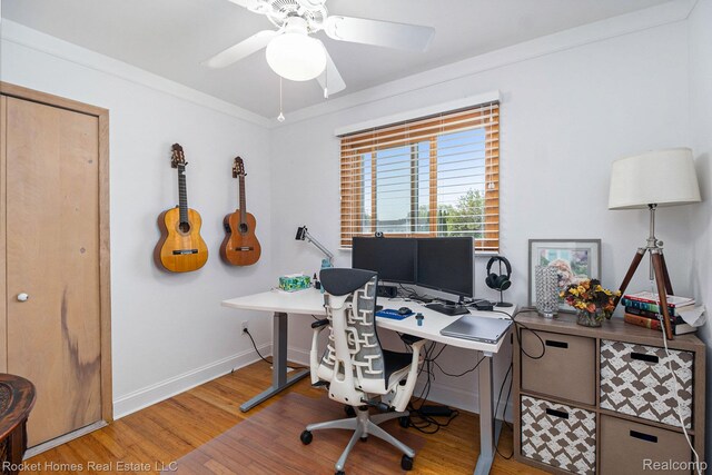 2095 Garry Dr, Troy, MI 48083 - office area featuring wood finished floors and ceiling fan