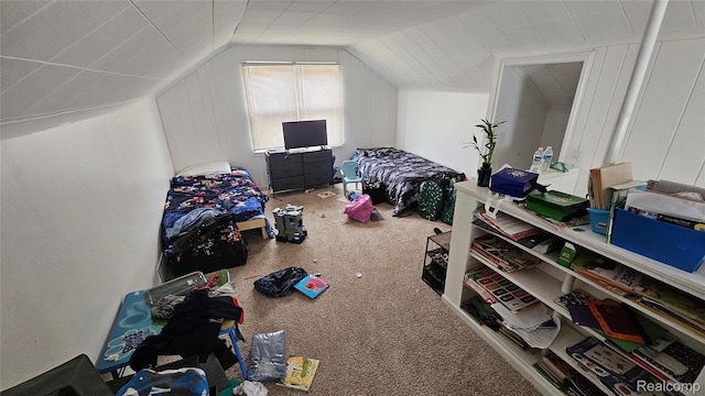 19610 Westphalia St, Detroit, MI 48205 - carpeted bedroom featuring lofted ceiling