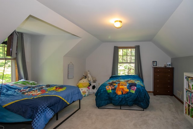 10926 Gorsline Rd, Battle Creek, MI 49014 - bedroom with carpet flooring and vaulted ceiling