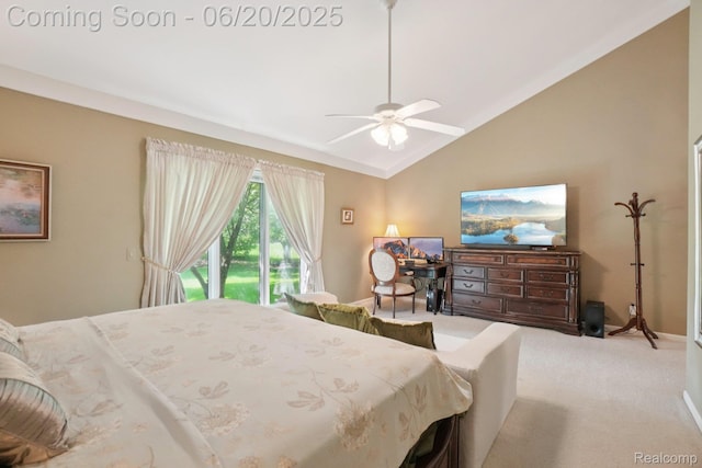 4541 Rivers Edge, Troy, MI 48098 - carpeted bedroom featuring vaulted ceiling and a ceiling fan