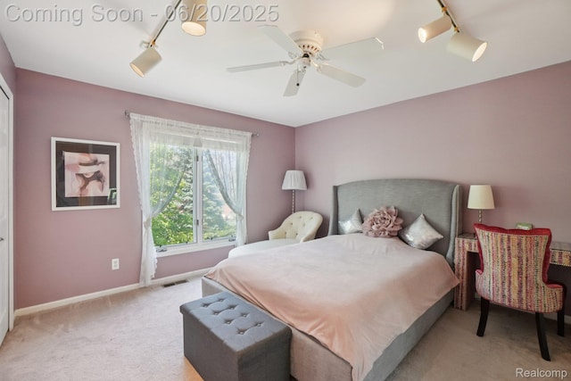 4541 Rivers Edge, Troy, MI 48098 - bedroom with track lighting, carpet, and ceiling fan