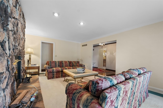 22840 Twyckingham Way, Addison, MI 48034 - carpeted living area with ornamental molding