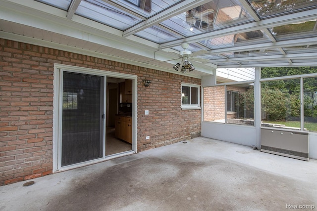 1231 Duckwood Ct, White Lake, MI 48383 - unfurnished sunroom featuring a ceiling fan
