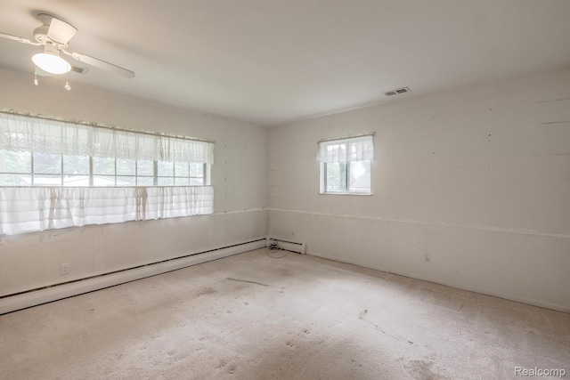 1231 Duckwood Ct, White Lake, MI 48383 - carpeted empty room with baseboard heating and ceiling fan