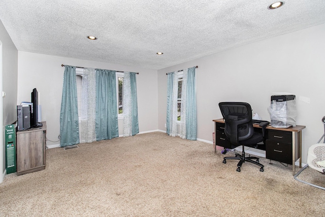 512 Clark St, Big Rapids, MI 49307 - carpeted office with a textured ceiling, recessed lighting, and baseboards