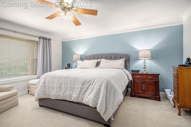 61995 Mount Vernon Rd, Washington, MI 48094 - bedroom featuring carpet floors, crown molding, and a ceiling fan