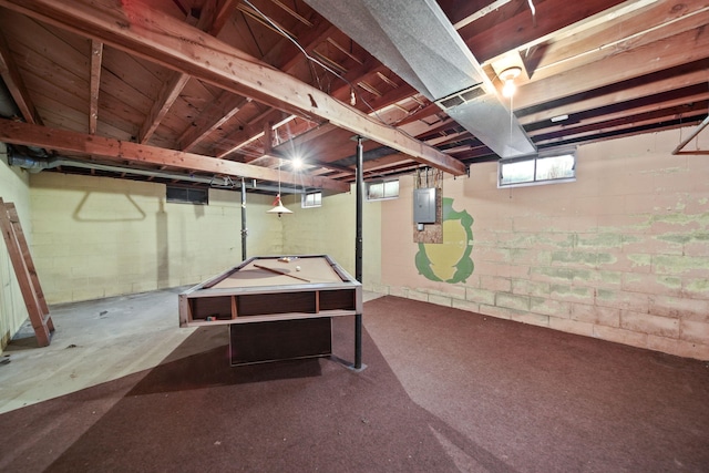 538 S Jackson St, Hanover, MI 49241 - below grade area with electric panel and billiards table