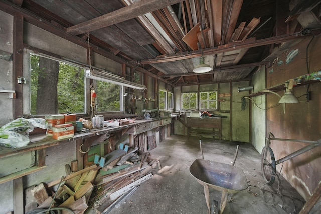 538 S Jackson St, Hanover, MI 49241 - unfurnished sunroom with a workshop area