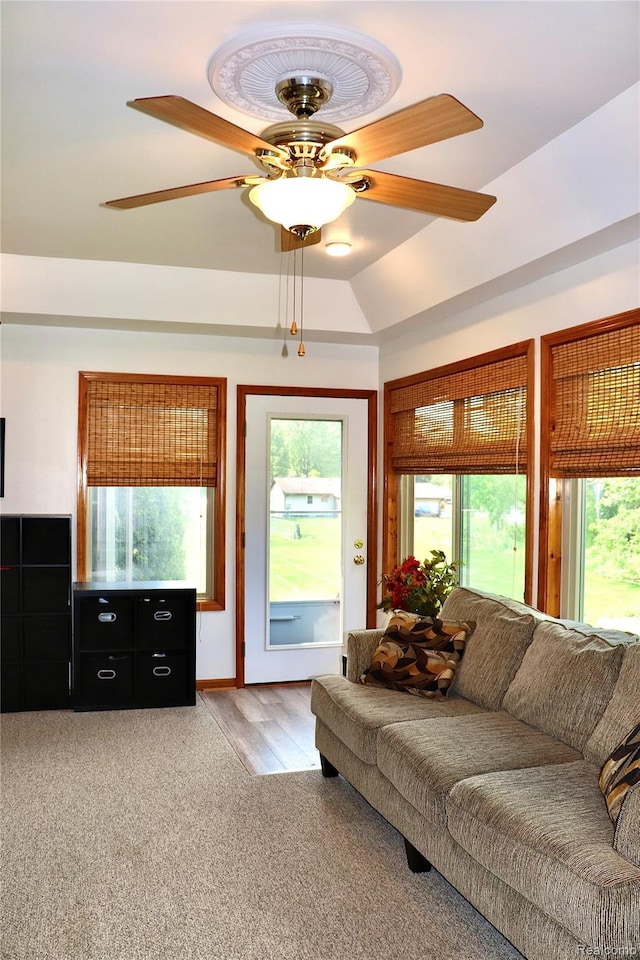 1149 Highview Dr, Lapeer, MI 48446 - living room featuring light carpet and a ceiling fan
