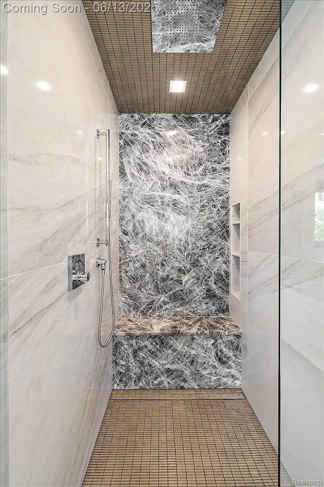 212 Enclave Ct, Rochester Hills, MI 48306 - full bath with a tile shower and tile walls