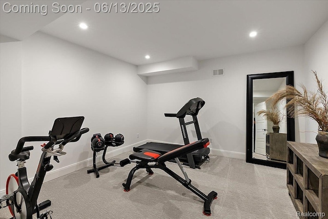 212 Enclave Ct, Rochester Hills, MI 48306 - exercise area featuring baseboards, recessed lighting, and carpet flooring