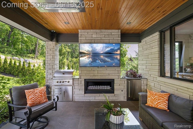 212 Enclave Ct, Rochester Hills, MI 48306 - view of patio featuring an outdoor living space with a fireplace