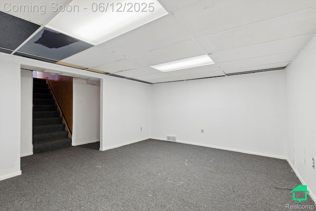 32703 Anita Dr, Westland, MI 48185 - finished basement featuring carpet, stairs, and a paneled ceiling