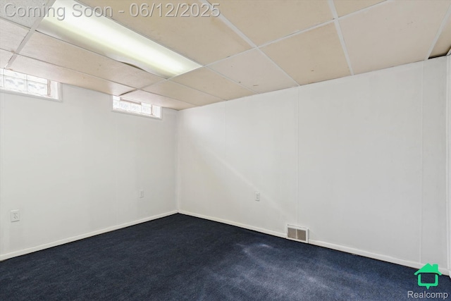 32703 Anita Dr, Westland, MI 48185 - below grade area with a drop ceiling and dark carpet