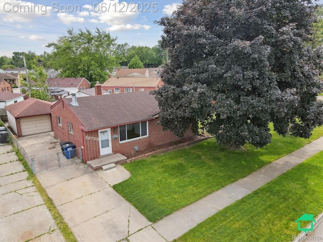 32703 Anita Dr, Westland, MI 48185 - view of front of home featuring brick siding, a garage, driveway, roof with shingles, and a residential view